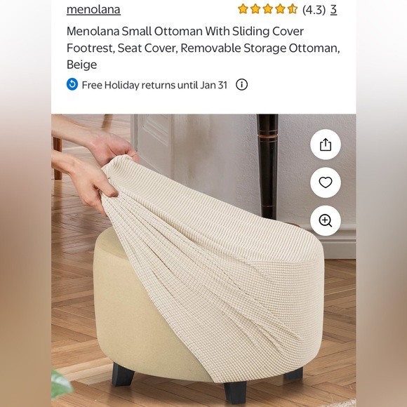 Menolana Other - Menolana Elegant Beige Ottoman Slipcover